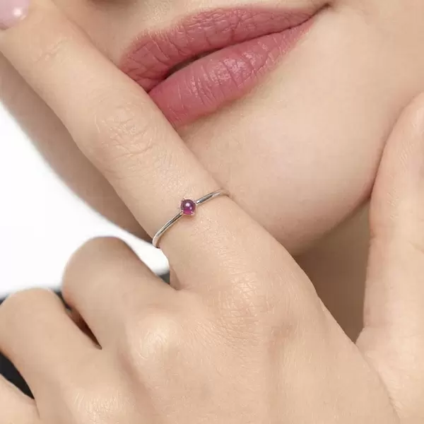 Leaf Jewelry Ring Cabochon, 14 K Weißgold, Rubin Rabatt