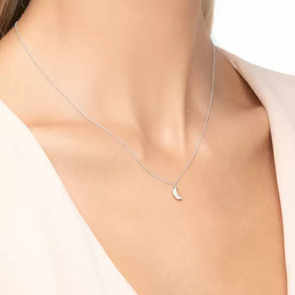 Leaf Jewelry Halskette Halbmond, 18 K Weißgold Günstig kaufen