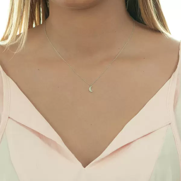 Leaf Jewelry Halskette Halbmond, 18 K Weißgold Günstig kaufen