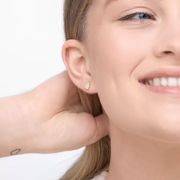 Leaf Jewelry Ohrstecker Drops mit Diamanten, 18 K Gelbgold Großer Ausverkauf