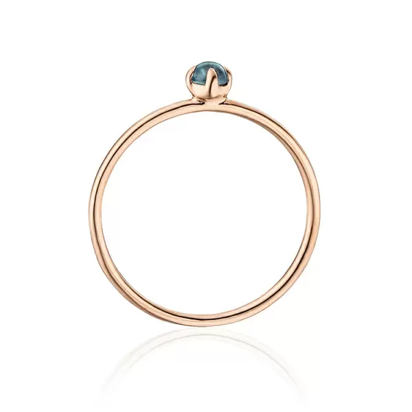 Leaf Jewelry Ring Cabochon, 14 K Roségold, Blauer Topas Flash Sale