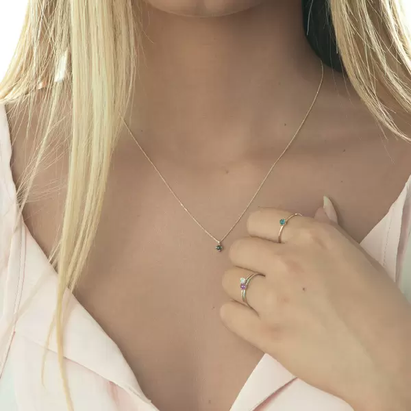 Leaf Jewelry Ring Cabochon, 14 K Roségold, Blauer Topas Flash Sale