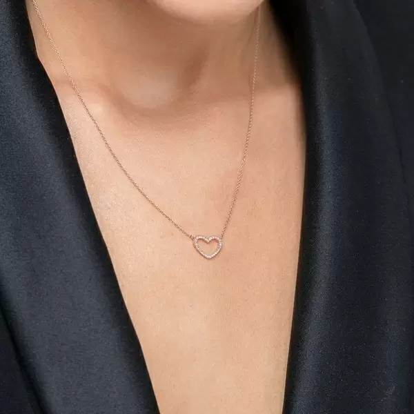 Leaf Jewelry Halskette Heart mit Diamanten, 18 K Roségold Begrenztes Angebot