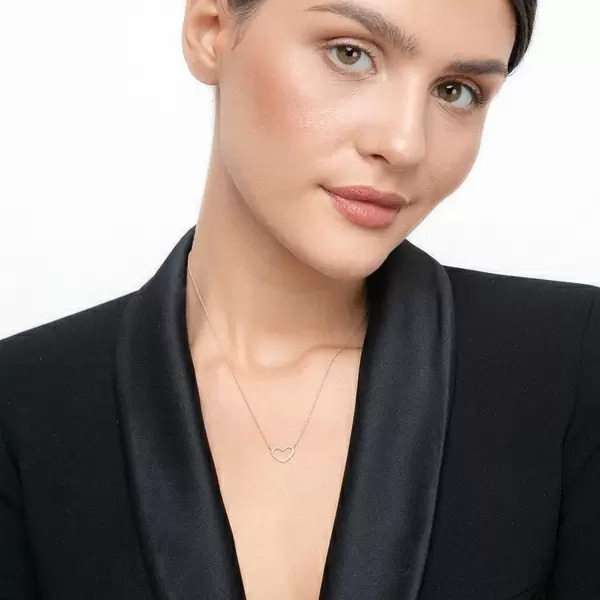 Leaf Jewelry Halskette Heart mit Diamanten, 18 K Roségold Begrenztes Angebot