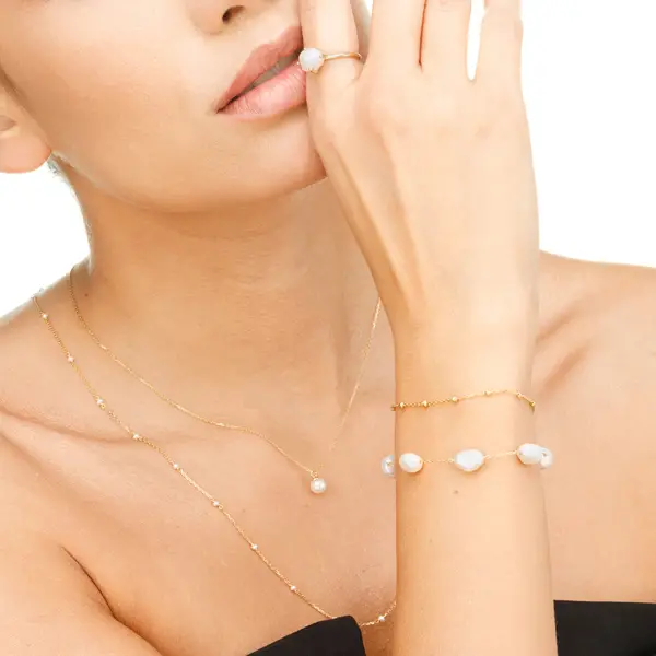 Leaf Jewelry Halskette Pearls, 14K Gelbgold Saisonschlussverkauf