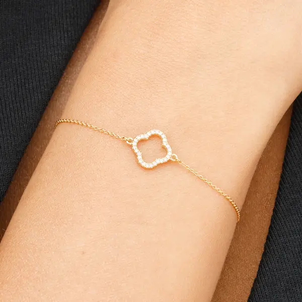 Leaf Jewelry Armkette Clover mit Diamanten, 18 K Gelbgold Cyber Monday