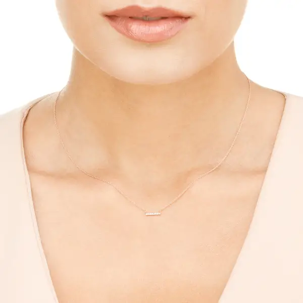 Leaf Jewelry Halskette Horizontal Bar, Diamant, 14 K Rosegold Online Outlet