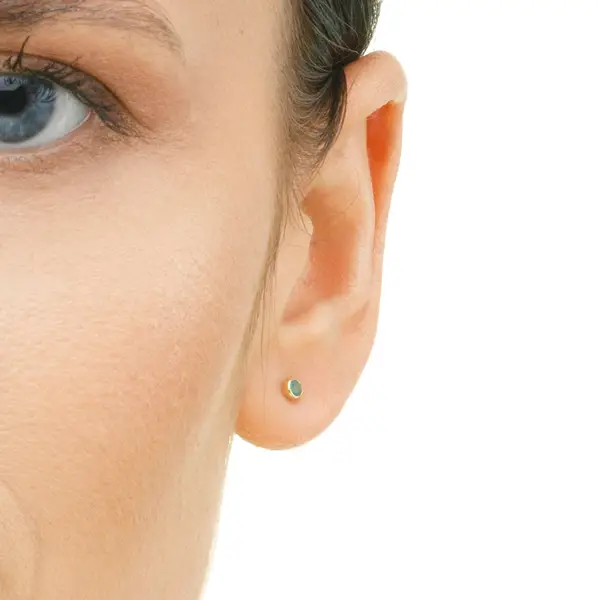 Leaf Jewelry Ohrstecker Smaragd, 14K Rosegold Räumungsverkauf