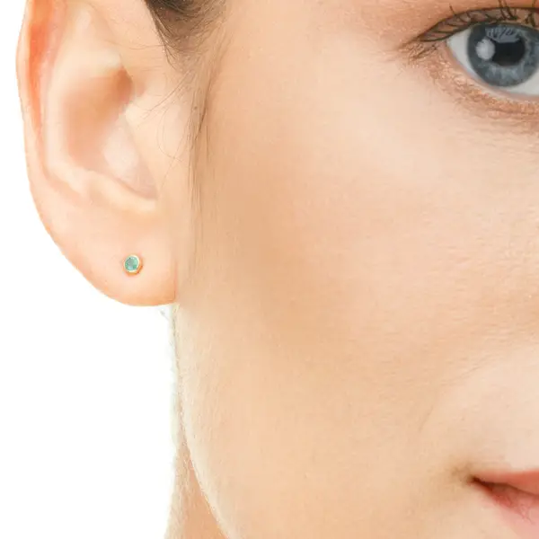 Leaf Jewelry Ohrstecker Smaragd, 14K Rosegold Räumungsverkauf