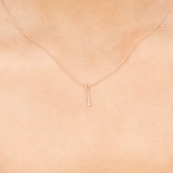 Leaf Jewelry Halskette Small Bar, Diamant, 14 K Rosegold Sonderangebote