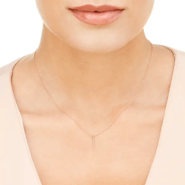Leaf Jewelry Halskette Small Bar, Diamant, 14 K Rosegold Sonderangebote