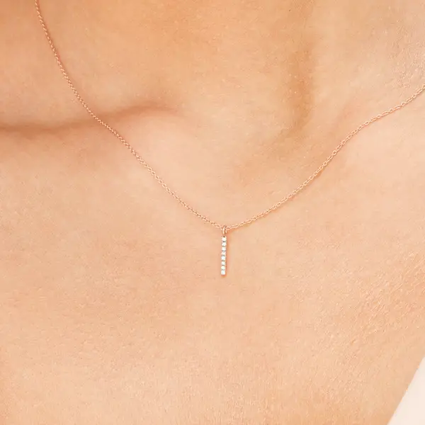 Leaf Jewelry Halskette Small Bar, Diamant, 14 K Rosegold Sonderangebote