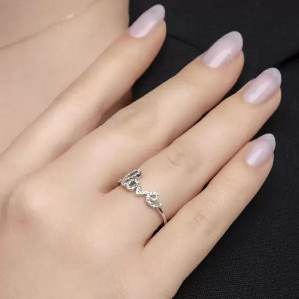 Leaf Jewelry Ring Love 18K Weissgold mit Diamanten VIP-Rabatte
