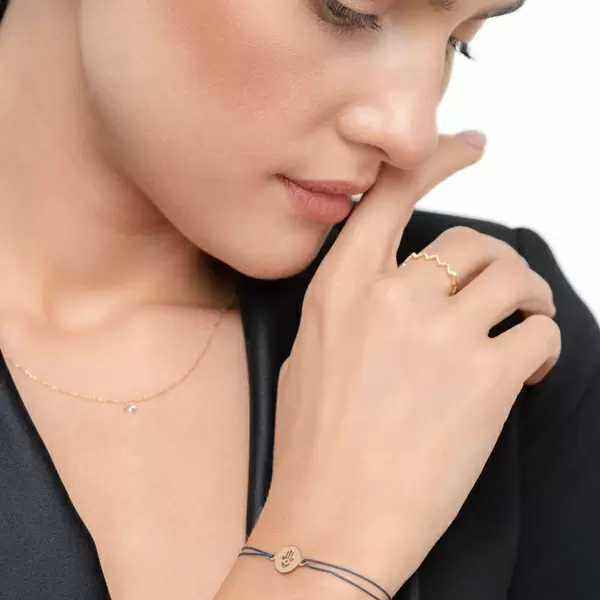 Leaf Jewelry Glücksbändchen Hand der Fatima, 14 K Gelbgold, Beige Tiefpreis
