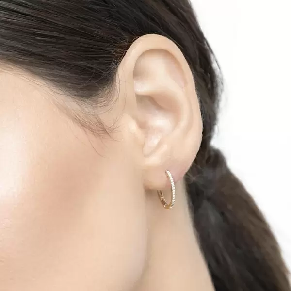 Leaf Jewelry Creole Circle S mit Diamanten, 15mm, 18 K Gelbgold Letzte 3 Tage