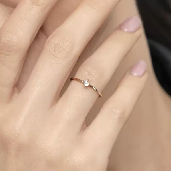 Leaf Jewelry Ring Cabochon, 14 K Rosegold, Mondstein Letzte 2 Tage