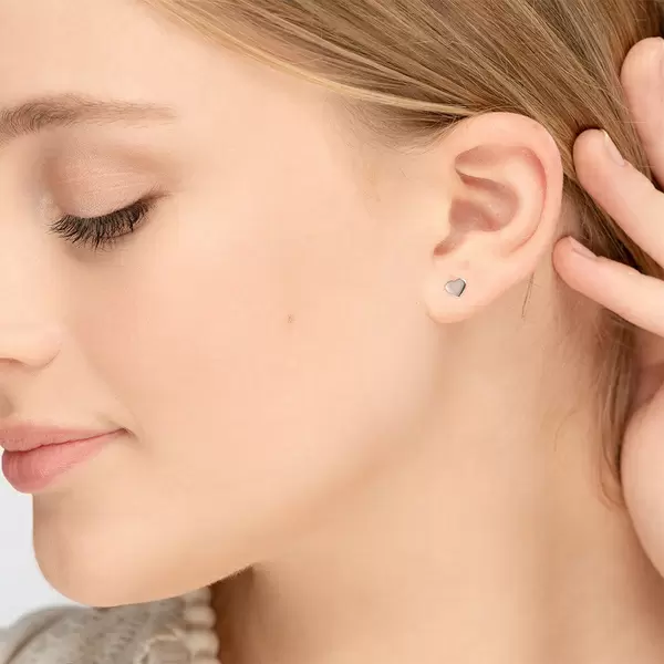Leaf Jewelry Ohrstecker Herz, 14 K Weissgold Zeitbegrenzte Promotion