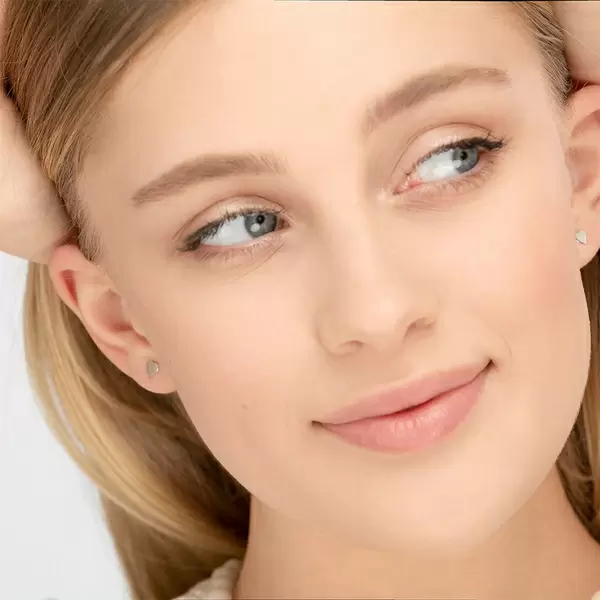 Leaf Jewelry Ohrstecker Herz, 14 K Weissgold Zeitbegrenzte Promotion