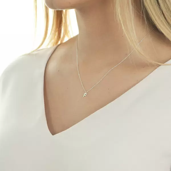 Leaf Jewelry Halskette Letter "F", 14 K Weißgold mit Diamanten Bis zu 50% Rabatt