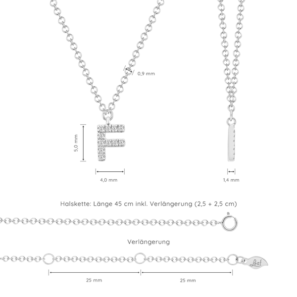 Leaf Jewelry Halskette Letter "F", 14 K Weißgold mit Diamanten Bis zu 50% Rabatt