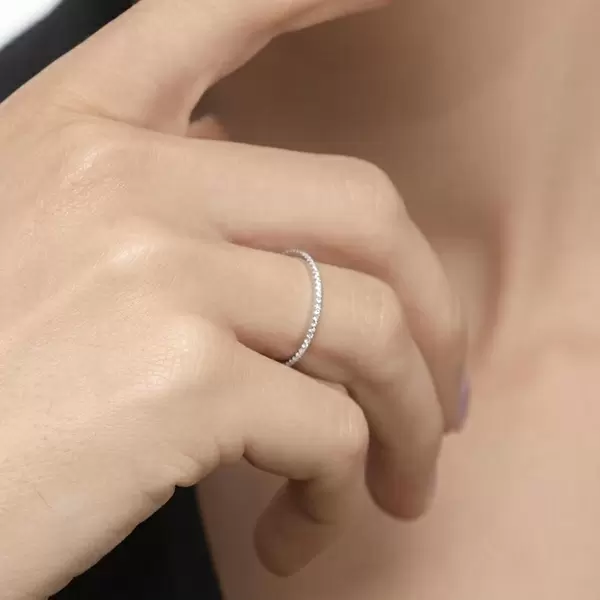 Leaf Jewelry Memoryring mit Diamanten, 18 K Weißgold Bis zu 65% Rabatt