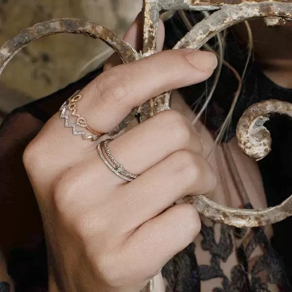 Leaf Jewelry Memoryring mit Diamanten, 18 K Weißgold Bis zu 65% Rabatt