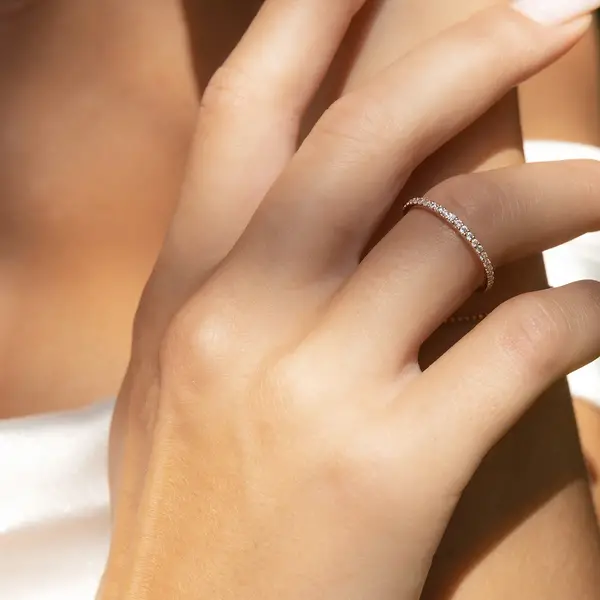 Leaf Jewelry Memoryring mit Diamanten, 18 K Weißgold Bis zu 65% Rabatt