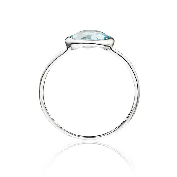 Leaf Jewelry Ring 14 K Weißgold, Blauer Topas Nur für heute