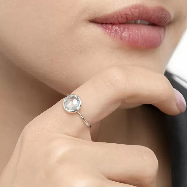 Leaf Jewelry Ring 14 K Weißgold, Blauer Topas Nur für heute
