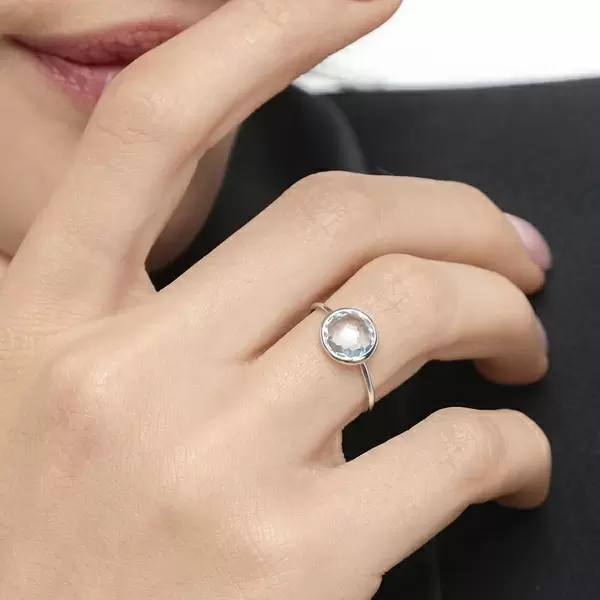Leaf Jewelry Ring 14 K Weißgold, Blauer Topas Nur für heute