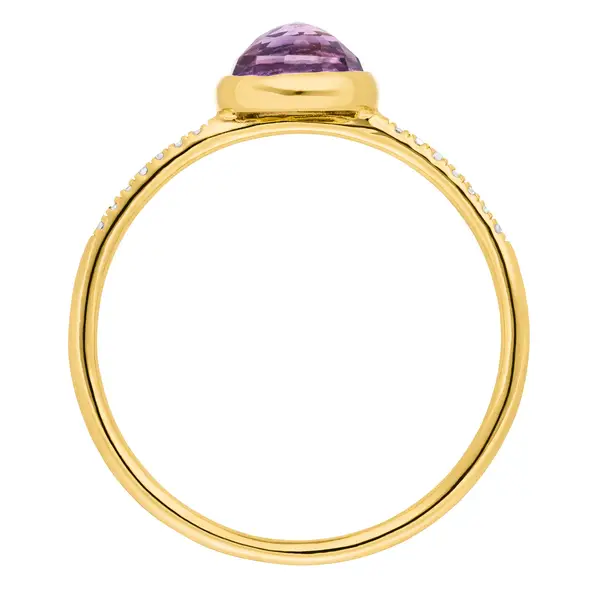 Leaf Jewelry Ring Amethyst mit Diamanten, 14K Gelbgold Vierteljährliche Förderung