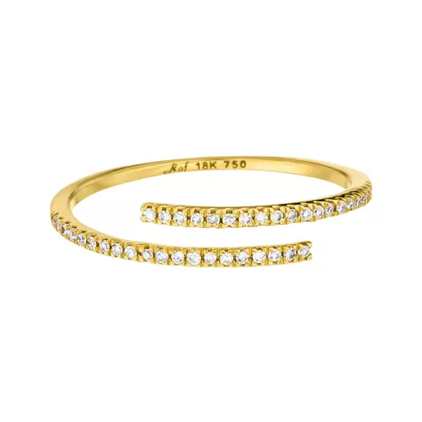 Leaf Jewelry Ring Open mit Diamanten, 18 K Gelbgold Bis zu 55% Rabatt