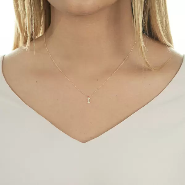 Leaf Jewelry Halskette Letter "I", 14 K Rosegold mit Diamanten Nur noch ein Tag übrig