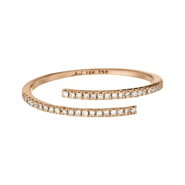 Leaf Jewelry Ring Open mit Diamanten, 18 K Rosegold Super Rabatt