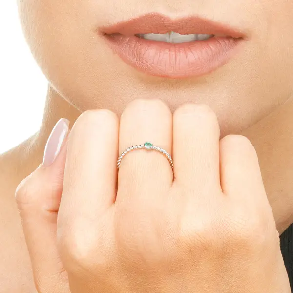 Leaf Jewelry Ring Twist Smaragd, 14K Weißgold 50% Rabatt mit kostenlosem Versand