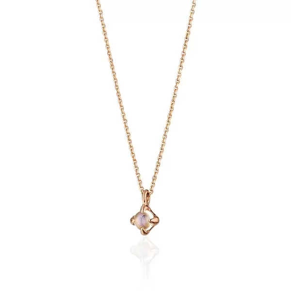 Leaf Jewelry Halskette Cabochon, Mondstein, 14 K Roségold Kostenloser Versand international