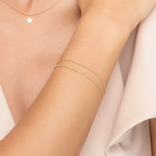 Leaf Jewelry Armkette Ball Chain Double, 14 K Gelbgold Fabrikladen