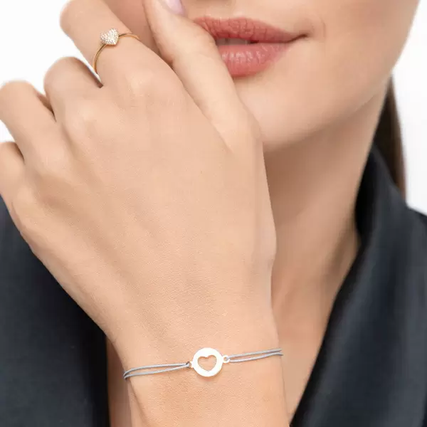 Leaf Jewelry Glücksbändchen Heart, 14 K Gelbgold, Beige Im Verkauf