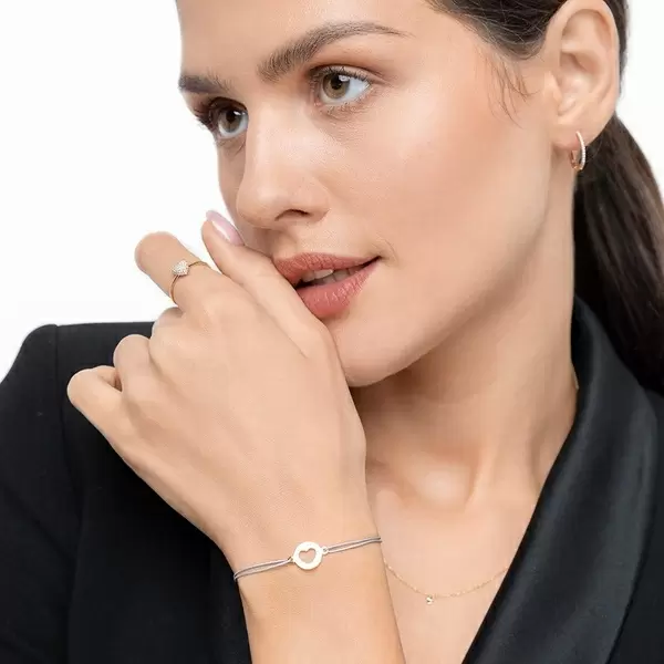 Leaf Jewelry Glücksbändchen Heart, 14 K Gelbgold, Beige Im Verkauf