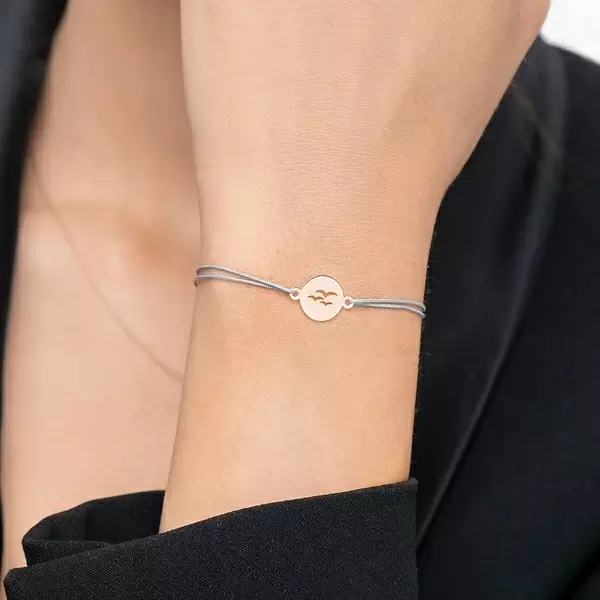 Leaf Jewelry Glücksbändchen Birds, 14 K Rosegold, Beige Rabatte dieses Monats