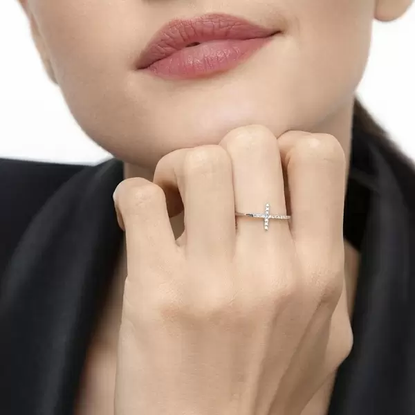 Leaf Jewelry Ring Kreuz mit Diamanten, 18 K Weißgold 2025