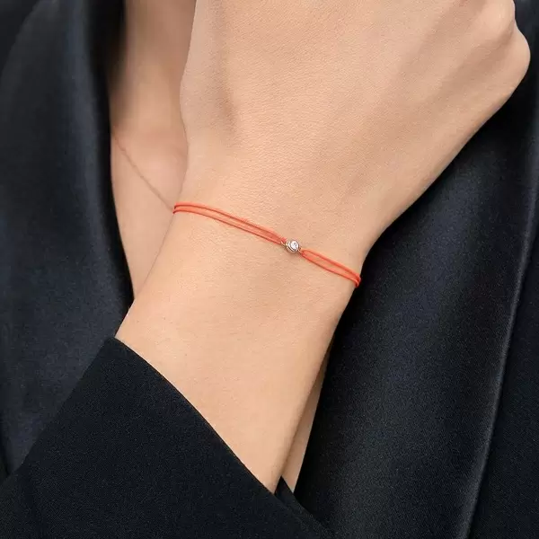 Leaf Jewelry Glücksbändchen "my first diamond", 14K Rosegold, Beige Outlet