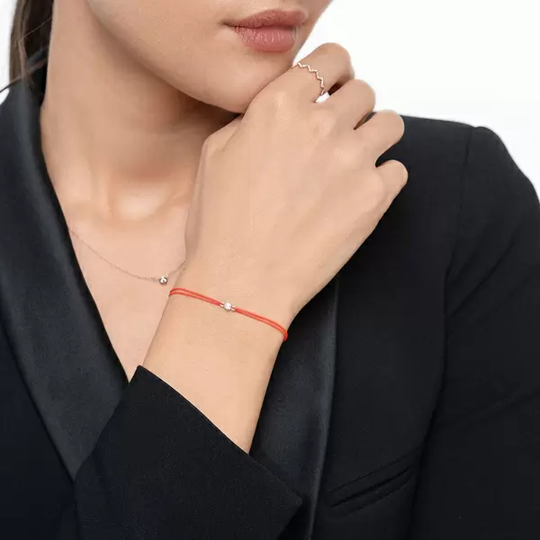 Leaf Jewelry Glücksbändchen "my first diamond", 14K Rosegold, Beige Outlet
