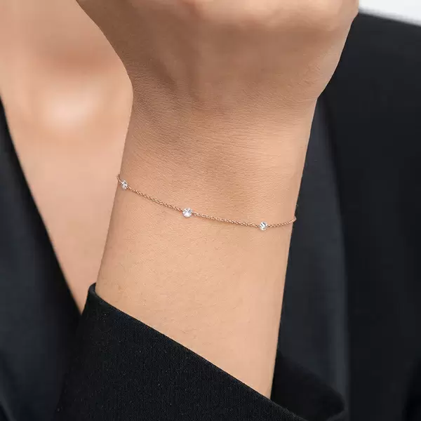Leaf Jewelry Armkette Pure Triple Diamant, 18 K Rosegold Verkauf