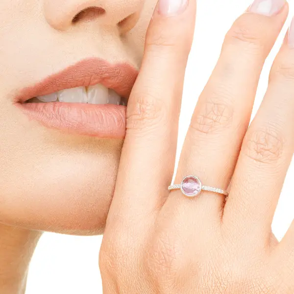 Leaf Jewelry Ring Amethyst mit Diamanten, 14K Weißgold Hotsell