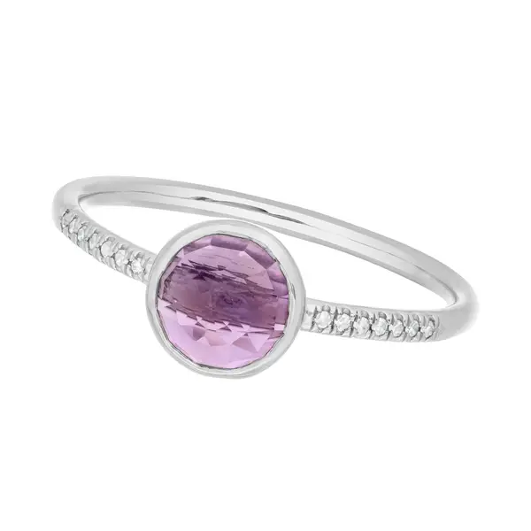 Leaf Jewelry Ring Amethyst mit Diamanten, 14K Weißgold Hotsell