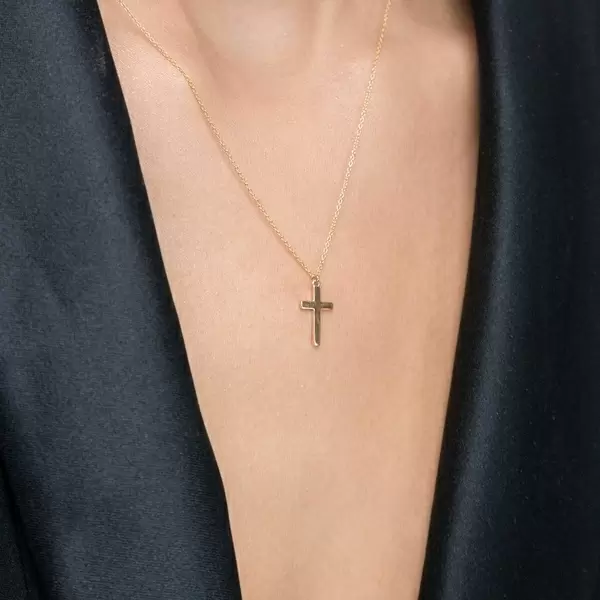 Leaf Jewelry Halskette Kreuz, 14 K Gelbgold Schlussverkauf