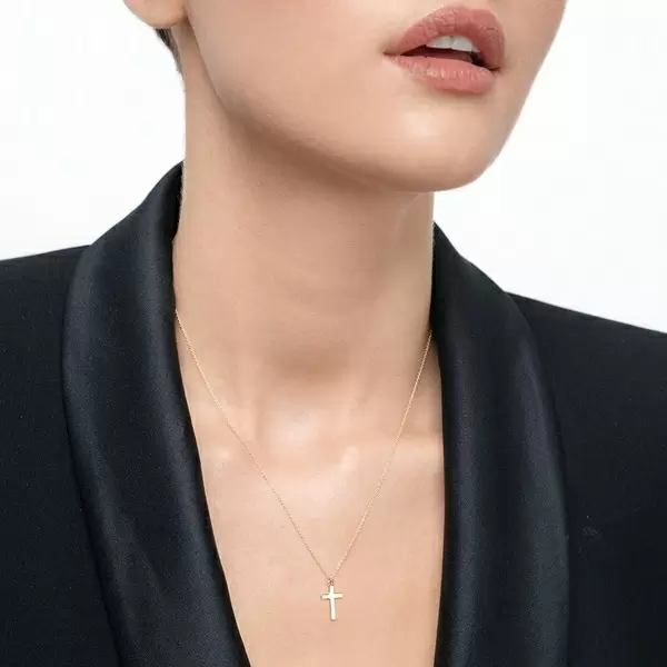 Leaf Jewelry Halskette Kreuz, 14 K Gelbgold Schlussverkauf