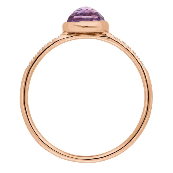 Leaf Jewelry Ring Amethyst mit Diamanten, 14K Rosegold, Gr.50 Günstiger Verkauf