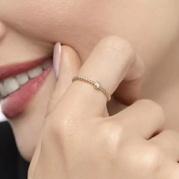 Leaf Jewelry Ring Solitaire, 18 K Rosegold Fabrik Onlineshop